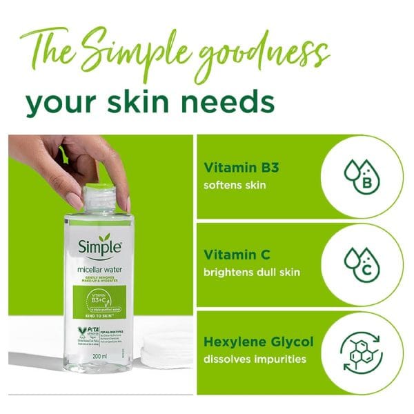 Simple Kind To Skin Micellar Cleansing Water 200ml - Image 2