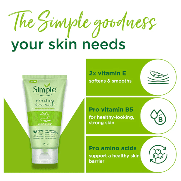 Simple Kind to Skin Refreshing Facial Gel Wash 150ml - Image 3