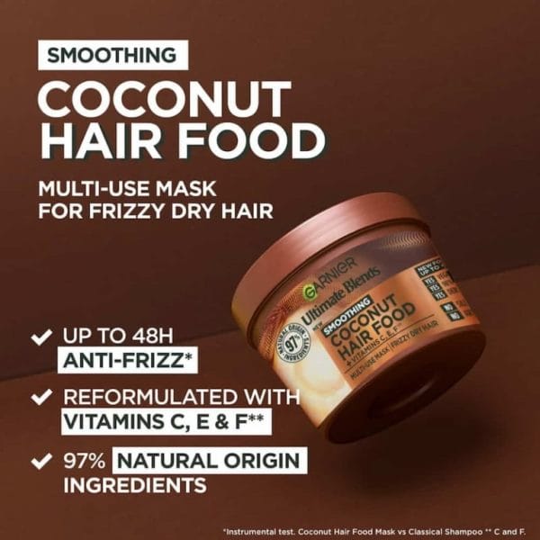 Garnier Ultimate Blends Hair Food Coconut Oil 3-in-1 Frizzy Hair Mask Treatment 390ml - Image 2
