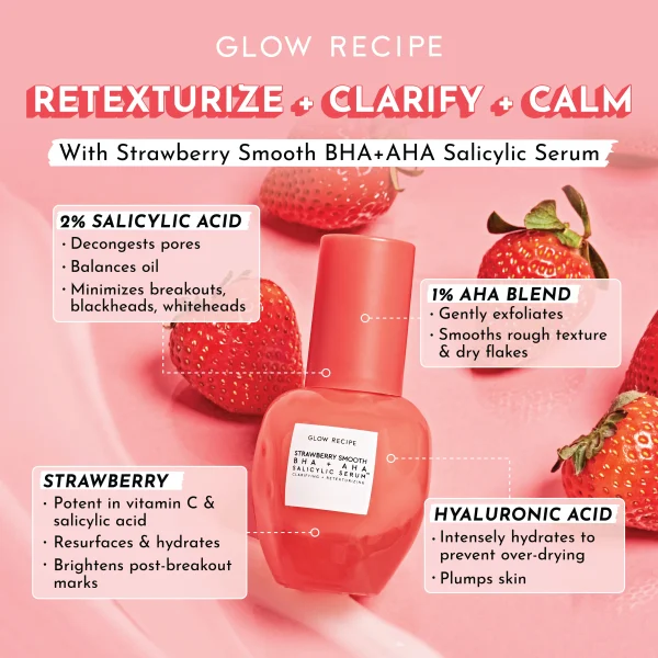 Glow Recipe Strawberry Smooth BHA+AHA Salicylic Serum 30 ml - Image 4