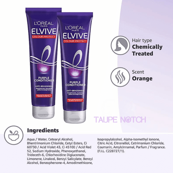 Loreal Elvive Colour Protect Purple Conditioner, 150 ml - Image 4