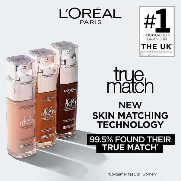 LOREAL TRUE MATCH LIQUID FOUNDATION WITH SPF AND HYALURONIC ACID 30ML - Image 2