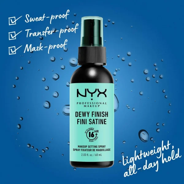 NYX Dewy Finish Makeup Setting Spray for 16HR 60ml - Image 2