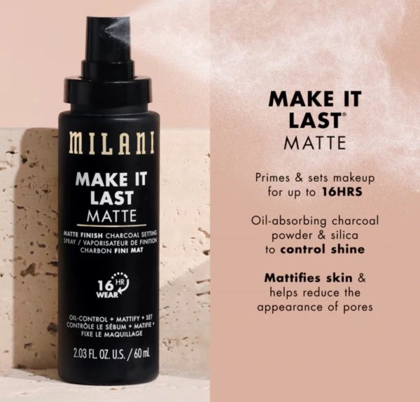 MILANI MAKE IT LAST MATTE - MATTE FINISH CHARCOAL SETTING SPRAY 60 ML - Image 3